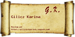 Gilicz Karina névjegykártya